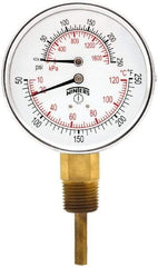 Winters - 3" Dial, 1/2 Thread, 0-250 Scale Range, Pressure Gauge - Lower Connection Mount, Accurate to 0.03% of Scale - Exact Tool & Supply
