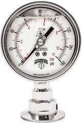 Winters - 4" Dial, 2 Thread, 0-160 Scale Range, Pressure Gauge - Lower Connection Mount, Accurate to 0.01% of Scale - Exact Tool & Supply