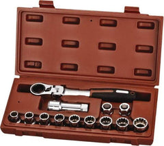Paramount - 13 Piece 3/4" Drive Deep Well Socket Set - 12 Points, 10mm to 19mm Range, Metric Measurement Standard - Exact Tool & Supply