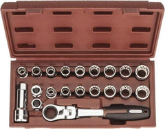 Paramount - 20 Piece 3/4" Drive Deep Well Socket Set - 12 Points, 3/8" to 3/4" (10mm to 19mm) Range, Inch/Metric Measurement Standard - Exact Tool & Supply