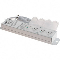 Leviton - 4 Outlets, 125 VAC15 Amps, 7' Cord, Standard Power Outlet Strip - Wall/Surface Mount, 5-20 NEMA Configuration, 1' Strip, UL 60601-1 - Exact Tool & Supply