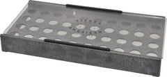 Made in USA - 40 Collet, ER20 Plastic Collet Rack and Tray - 6 Inch Wide x 1-5/8 Inch High x 12-1/4 Inch Long, Clear Sliding Lid - Exact Tool & Supply