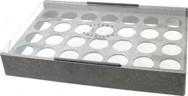 Made in USA - 28 Collet, ER40 Plastic Collet Rack and Tray - 9-1/8 Inch Wide x 2-1/4 Inch High x 14-1/4 Inch Long, Clear Sliding Lid - Exact Tool & Supply