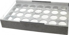 Made in USA - 28 Collet, ER40 Plastic Collet Rack and Tray - 9-1/8 Inch Wide x 2-1/4 Inch High x 14-1/4 Inch Long, Clear Sliding Lid - Exact Tool & Supply