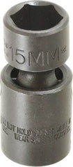 Proto - 3/8" Drive 15mm Standard Universal Impact Socket - 6 Points, 2-3/32" OAL - Exact Tool & Supply