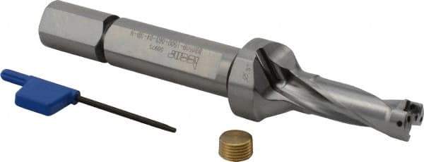 Iscar - 1-1/2" Max Drill Depth, 3xD, 1/2" Diam, Indexable Insert Drill - 2 Inserts, 5/8" Shank Diam, Straight Shank - Exact Tool & Supply