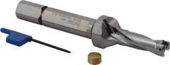 Iscar - 1-1/2" Max Drill Depth, 3xD, 1/2" Diam, Indexable Insert Drill - 2 Inserts, 5/8" Shank Diam, Straight Shank - Exact Tool & Supply