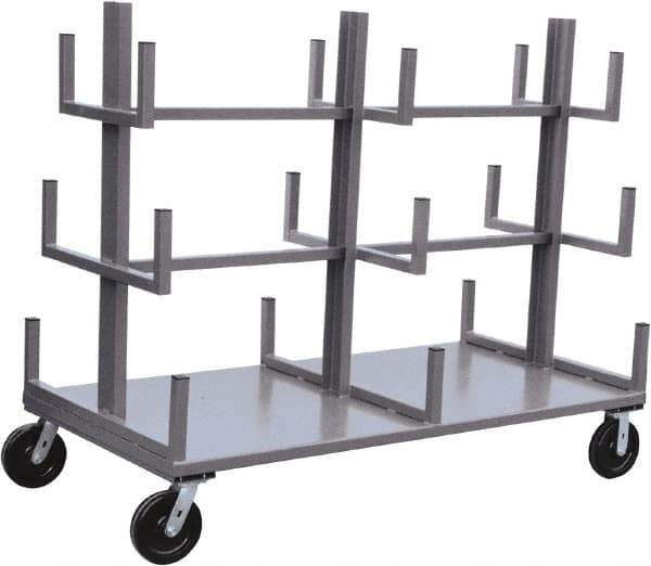 Jamco - 4,000 Lb Capacity Bar & Pipe Truck - Steel Deck, 48" OAW, 11" Platform Height, Phenolic Casters - Exact Tool & Supply