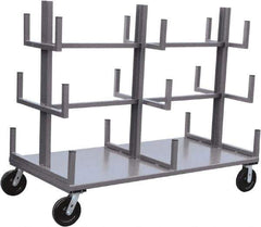 Jamco - 4,000 Lb Capacity Bar & Pipe Truck - Steel Deck, 48" OAW, 11" Platform Height, Phenolic Casters - Exact Tool & Supply