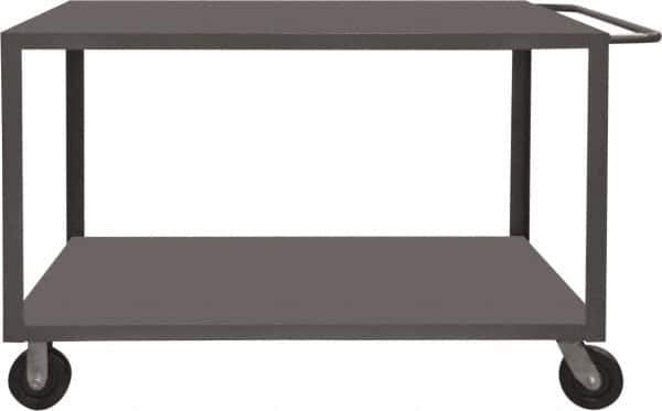 Durham - 4,000 Lb Capacity, 36" Wide x 48" Long x 37-1/2" High Heavy Duty Service Cart - 2 Shelf, Steel, 2 Rigid/2 Swivel Casters - Exact Tool & Supply