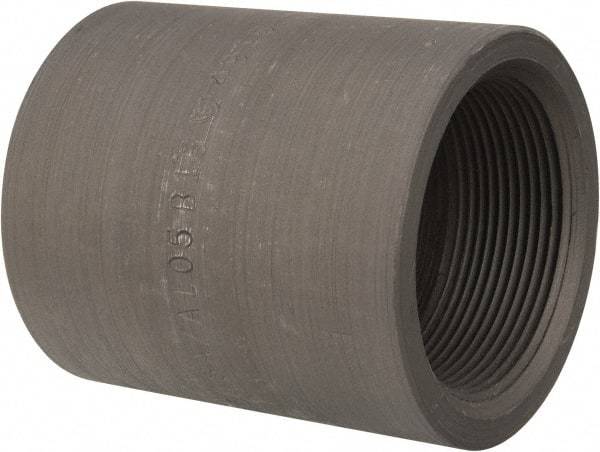 Made in USA - Size 2 x 1-1/2", Class 3,000, Forged Carbon Steel Black Pipe Reducing Coupling - 3,000 psi, Threaded End Connection - Exact Tool & Supply