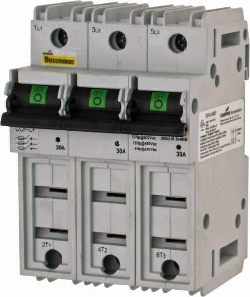 Cooper Bussmann - 3 Phase, 600VAC, 3 Pole, Open Fused Cam & Disconnect Switch - 3 Wires - Exact Tool & Supply