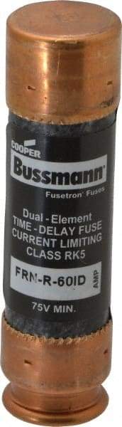 Cooper Bussmann - 125 VDC, 250 VAC, 60 Amp, Time Delay General Purpose Fuse - Fuse Holder Mount, 76.2mm OAL, 20 at DC, 200 (RMS) kA Rating, 20.6mm Diam - Exact Tool & Supply