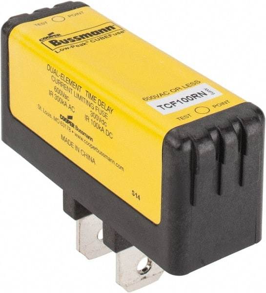 Cooper Bussmann - 300 VDC, 600 VAC, 100 Amp, Time Delay General Purpose Fuse - Plug-in Mount, 76.45mm OAL, 100 at DC, 200 (CSA RMS), 300 (UL RMS) kA Rating - Exact Tool & Supply