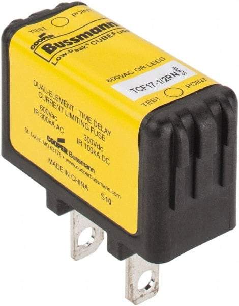 Cooper Bussmann - 300 VDC & 600 VAC, 17.5 Amp, Time Delay General Purpose Fuse - Plug-in Mount, 47.75mm OAL, 100 at DC, 200 (CSA RMS), 300 (UL RMS) kA Rating - Exact Tool & Supply