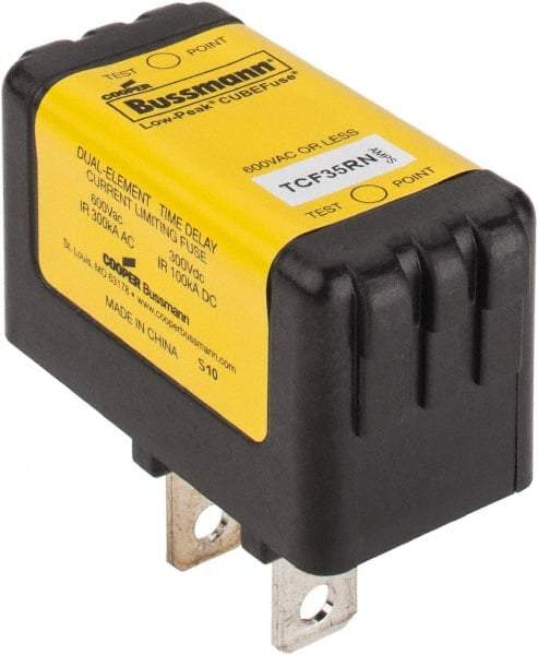 Cooper Bussmann - 300 VDC, 600 VAC, 35 Amp, Time Delay Finger Safe Fuse - Plug-in Mount, 54.1mm OAL, 100 at DC, 200 (CSA RMS), 300 (UL RMS) kA Rating - Exact Tool & Supply