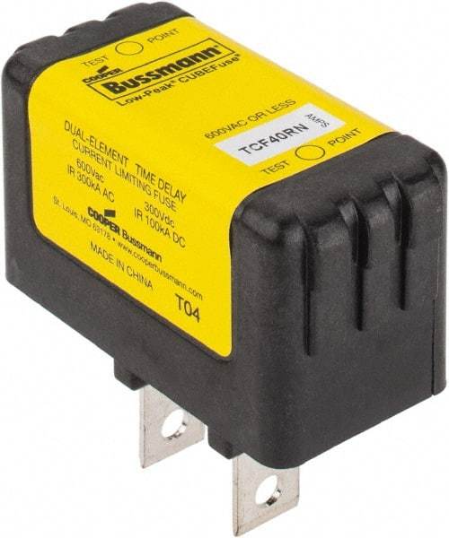 Cooper Bussmann - 300 VDC, 600 VAC, 40 Amp, Time Delay General Purpose Fuse - Plug-in Mount, 54.1mm OAL, 100 at DC, 200 (CSA RMS), 300 (UL RMS) kA Rating - Exact Tool & Supply