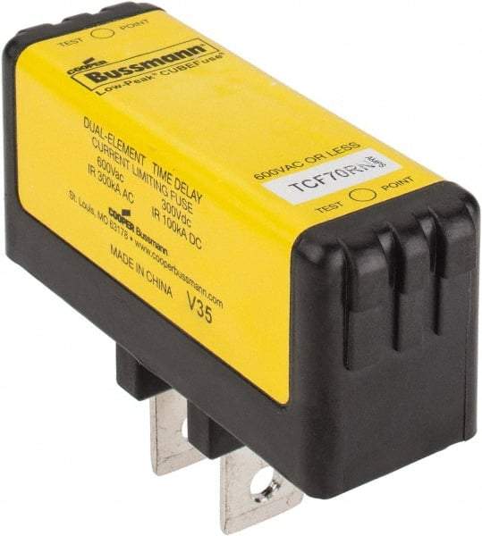 Cooper Bussmann - 300 VDC, 600 VAC, 70 Amp, Time Delay General Purpose Fuse - Plug-in Mount, 76.45mm OAL, 100 at DC, 200 (CSA RMS), 300 (UL RMS) kA Rating - Exact Tool & Supply
