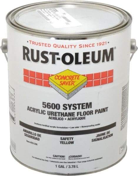 Rust-Oleum - 1 Gal Can Satin Safety Yellow Floor Coating - <100 g/L VOC Content - Exact Tool & Supply