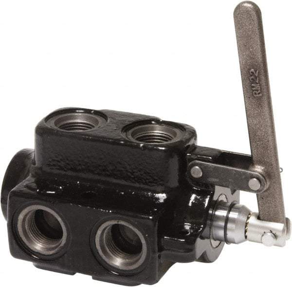 Parker - 25 GPM 3/4 Inlet Cast Iron Hydraulic Control Valve - 1-1/16 - 12 Thread, 3,000 psi, 4.38" Wide x 8-1/2" Long - Exact Tool & Supply