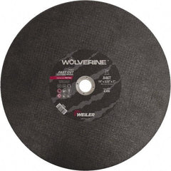 Weiler - 14" 46 Grit Aluminum Oxide Cutoff Wheel - 3/32" Thick, 1" Arbor, 4,400 Max RPM, Use with Chop Saws - Exact Tool & Supply