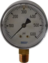 Wika - 2-1/2" Dial, 1/4 Thread, 0-600 Scale Range, Pressure Gauge - Lower Connection Mount, Accurate to 3-2-3% of Scale - Exact Tool & Supply