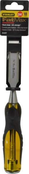 Stanley - 9" OAL x 3/4" Blade Width Wood Chisel - 3/4" Tip, Acetate & Rubber Grip Handle - Exact Tool & Supply
