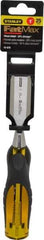 Stanley - 9" OAL x 1" Blade Width Wood Chisel - 1" Tip, Acetate & Rubber Grip Handle - Exact Tool & Supply