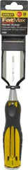 Stanley - 9" OAL x 1-1/2" Blade Width Wood Chisel - 1-1/2" Tip, Acetate & Rubber Grip Handle - Exact Tool & Supply