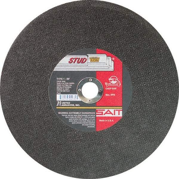 Sait - 10" Aluminum Oxide Cutoff Wheel - 3/32" Thick, 5/8" Arbor, 6,100 Max RPM, Use with Chop Saws - Exact Tool & Supply
