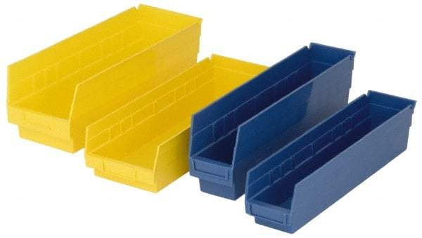 Quantum Storage - 50 Lb. Load Capacity, 23-5/8" Deep, Red Polypropylene Hopper Shelf Bin - 6" High x 8-3/8" Wide x 23-5/8" Long - Exact Tool & Supply
