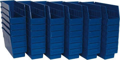 Quantum Storage - 50 Lb. Load Capacity, 11-5/8" Deep, Blue Polypropylene Hopper Shelf Bin - 6" High x 4-1/8" Wide x 11-5/8" Long - Exact Tool & Supply