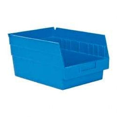 Quantum Storage - 50 Lb. Load Capacity, 11-5/8" Deep, Blue Polypropylene Hopper Shelf Bin - 6" High x 8-3/8" Wide x 11-5/8" Long - Exact Tool & Supply