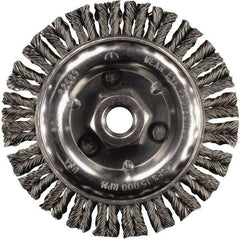 PFERD - 6" OD, 5/8-11 Arbor Hole, Knotted Steel Wheel Brush - 3/16" Face Width, 1-1/2" Trim Length, 0.02" Filament Diam, 12,500 RPM - Exact Tool & Supply