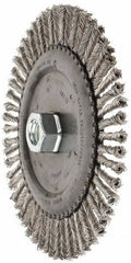 PFERD - 6-7/8" OD, 5/8-11 Arbor Hole, Knotted Stainless Steel Wheel Brush - 3/16" Face Width, 1-1/2" Trim Length, 0.02" Filament Diam, 9,000 RPM - Exact Tool & Supply
