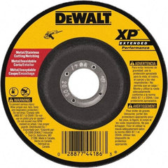 DeWALT - 24 Grit, 9" Wheel Diam, 3/32" Wheel Thickness, 7/8" Arbor Hole, Type 27 Depressed Center Wheel - Zirconia Alumina, Resinoid Bond, 6,600 Max RPM - Exact Tool & Supply