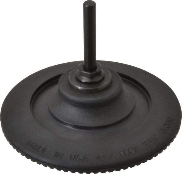 Made in USA - 4" Diam Quick-Change Type R Disc Backing Pad - 1/4" Shank Diam, Medium Density, 15,000 RPM - Exact Tool & Supply