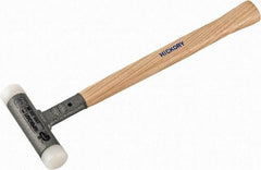 HALDER - 11 oz Head 1" Face Diam Nylon Dead Blow Hammer - 12" OAL, Hickory Handle - Exact Tool & Supply