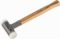 HALDER - 26 oz Head 1-1/2" Face Diam Nylon Dead Blow Hammer - 14" OAL, Hickory Handle - Exact Tool & Supply