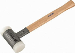 HALDER - 35 oz Head 2" Face Diam Nylon Dead Blow Hammer - 14-1/2" OAL, Hickory Handle - Exact Tool & Supply