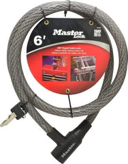 Master Lock - 6' Long Heavy Duty Cable Lock - 5/8" Diam, Keyed Different - Exact Tool & Supply