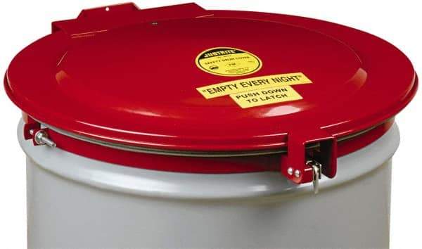 Justrite - 55 Gal, Steel Drum Cover - Hinged Self-Closing Drum Cover - Exact Tool & Supply