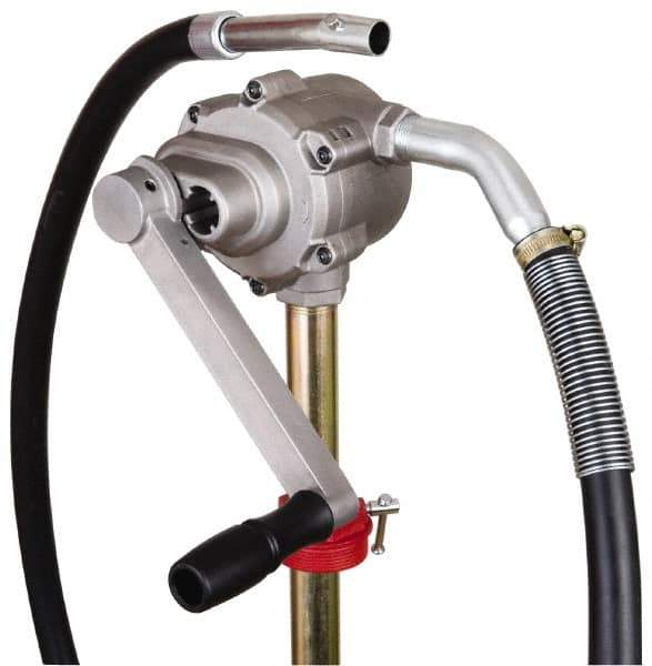 PRO-LUBE - Oil Lubrication 8 Strokes/Gal Flow Aluminum Rotary Hand Pump - For 15 to 55 Gal Container - Exact Tool & Supply
