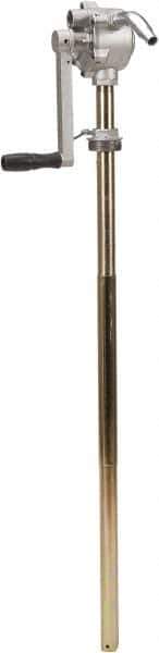 PRO-LUBE - Oil Lubrication 19 Strokes/Gal Flow Aluminum Rotary Hand Pump - For 15 to 55 Gal Container, Use with Diesel Fuel, Gasoline, Kerosene & Lubricating Oil, Do Not Use with Acids, Alkalis, Corrosive Media & Solvents - Exact Tool & Supply