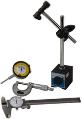 Import - 4 Piece, Machinist Caliper and Micrometer Tool Kit - Includes Base, Micrometer, Caliper and Indicator - Exact Tool & Supply