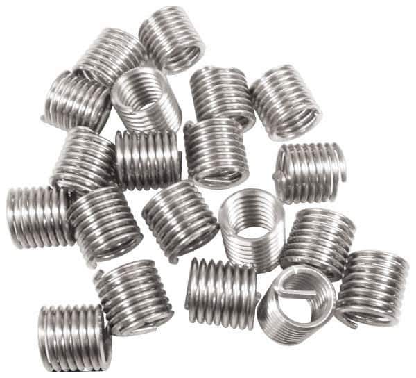 Recoil - 1-8 UNC, 1-1/2" OAL, Free Running Helical Insert - 10-1/8 Free Coils, Tanged, Stainless Steel, Bright Finish, 1-1/2D Insert Length - Exact Tool & Supply