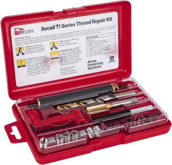 Recoil - 18 Inserts, 3/8-16, 3/8-16 UNC, Thread Repair Kit - 0.562" Insert Length - Exact Tool & Supply