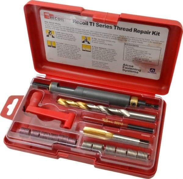 Recoil - 18 Inserts, 7/16-14, 7/16-14 UNC, Thread Repair Kit - 0.656" Insert Length - Exact Tool & Supply
