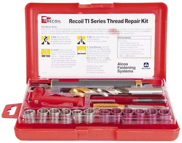Recoil - 18 Inserts, 1/2-13, 1/2-13 UNC, Thread Repair Kit - 0.75" Insert Length - Exact Tool & Supply