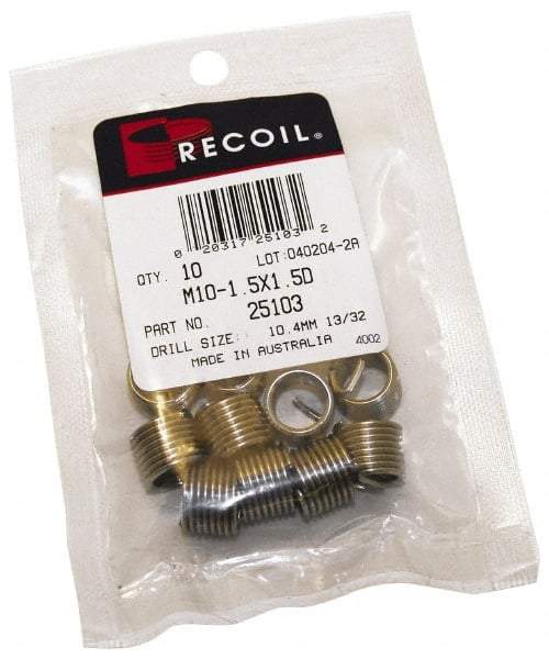 Recoil - 1-1/8 - 12 UNF, 1.688" OAL, Free Running Helical Insert - Tanged, Stainless Steel, 1-1/2D Insert Length - Exact Tool & Supply